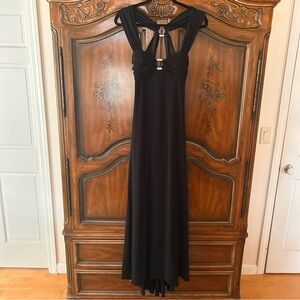Betsy & Adam ~ new ~ Rhinestone Black Maxi Dress Evening Gown in size 6